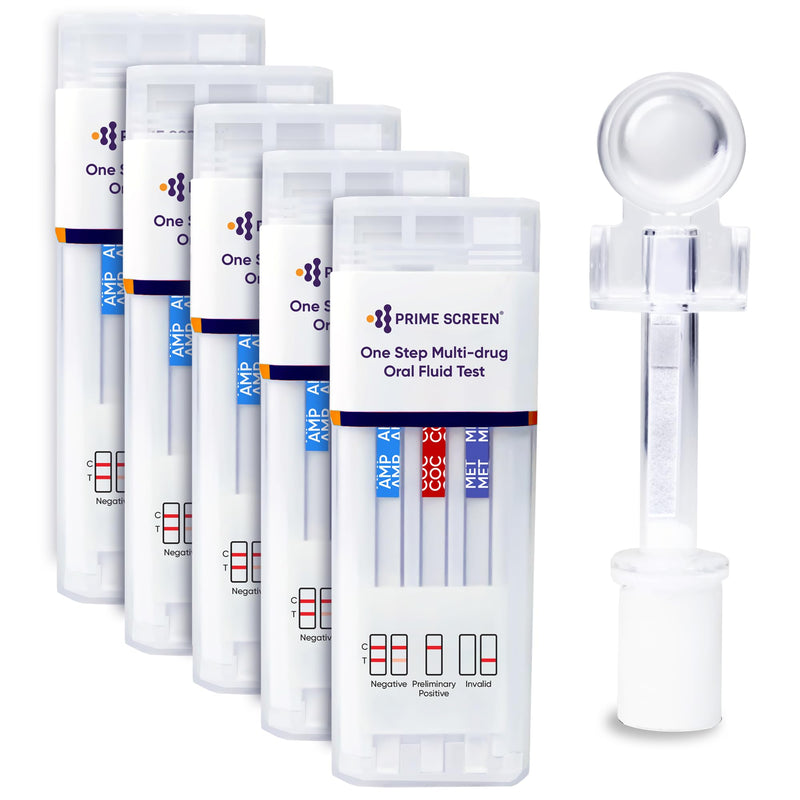 Prime Screen [5 Pack] 5 Panel Oral Saliva Test Kit (AMP, COC, MET, OPI, THC) - ODOA-256 - BeesActive Australia