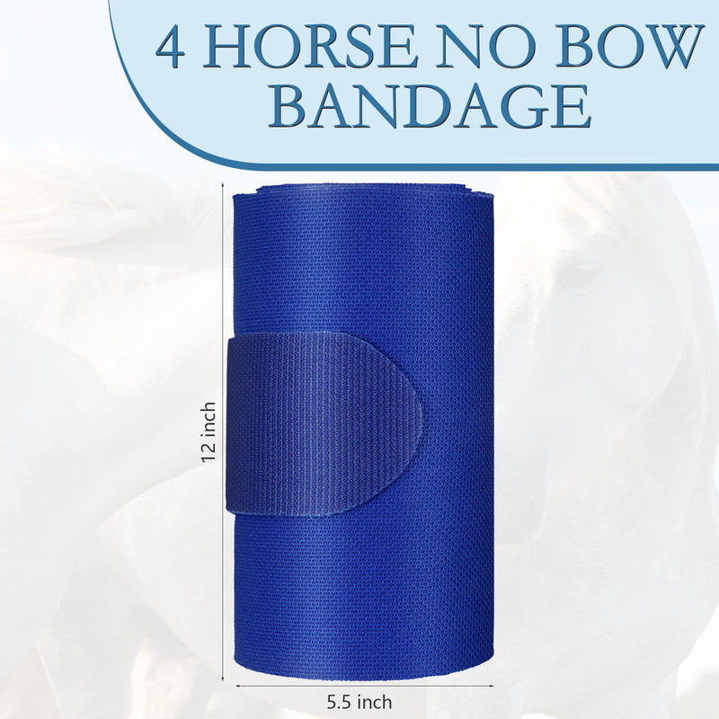 Set of 4 Horse No Bow Bandage 3D Contoured Standing Wrap Bandages Stable Nylon Horse Leg Wraps for Helping Prevent Horse from Tendon Damage and Keep Horses Clean and Safe (Dark Blue) Dark Blue - BeesActive Australia