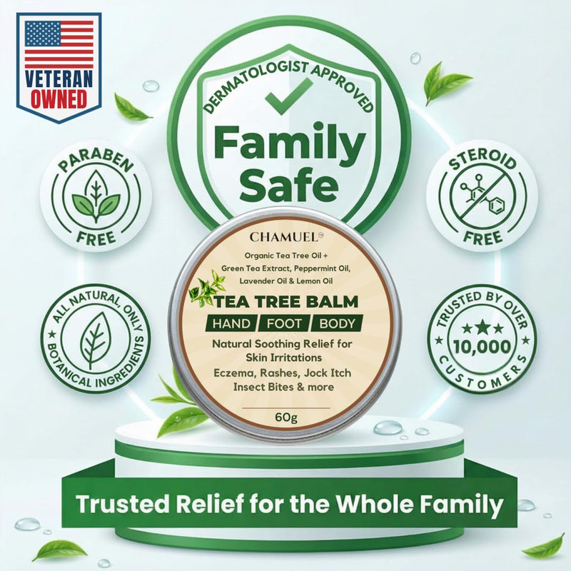 Tea Tree Oil Balm- All Natural | Great Cream for Soothing Eczema, Cracked Foot, Rashes, Jock Itch, Bug Bites, Folliculitis, Acne, Itchy Skin, Cuticles, Psoriasis, Saddle Sores- For Women & Men, 2-Pack 2.11 Ounce (Pack of 2) - BeesActive Australia