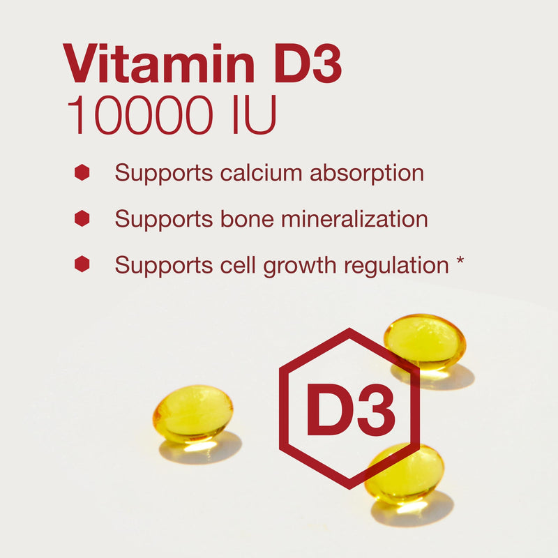 PROTOCOL FOR LIFE BALANCE Vitamin D3 10,000 IU, Immune*, 120 Softgels | Supports Calcium Absorption*, Bone and Dental Health*, Immune System Function*, Supports Nervous System and Brain Function* 120 Count (Pack of 1)
