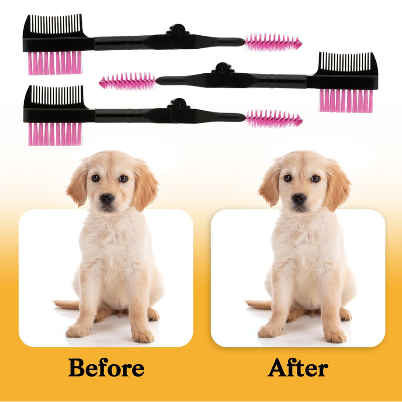 3 Pcs Dog Tear Stain Comb, Dog Face Comb, Dog Eye Brush, Tear Stain Comb for Small Dogs, Pet Tear Marks Brush, Pets Eye Cleaning Combs, Removing Crust Mucus and Flea Pink - BeesActive Australia