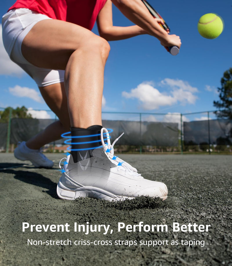 Slim-Fit Ankle Brace for Sprained Ankle, Quick Lace Up Ankle Support for Women Men with 2 Auto-Shaped Pads, Air Fabric Cool Ankle Stabilizer for Injury Recover, Running,Sports, M(12”-13”) Black M(Ankle size:12"-13")
