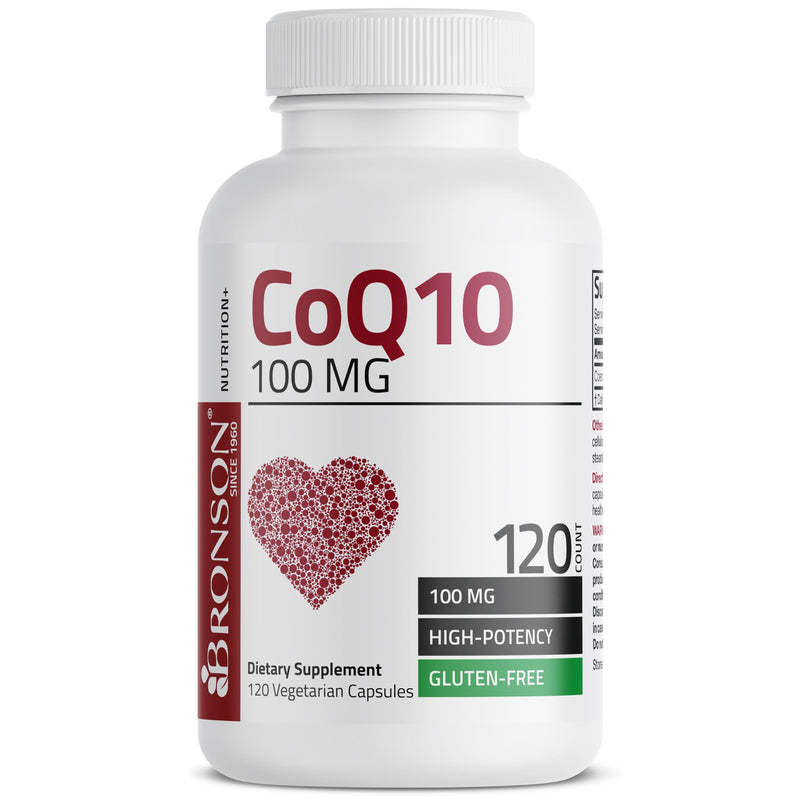 Bronson CoQ10 100 mg (Ubiquinone), High Potency, 120 Vegetarian Capsules | Cellular Energy & Heart Health Support, Powerful Antioxidant, Vegan & Gluten-Free 120 Count (Pack of 1)