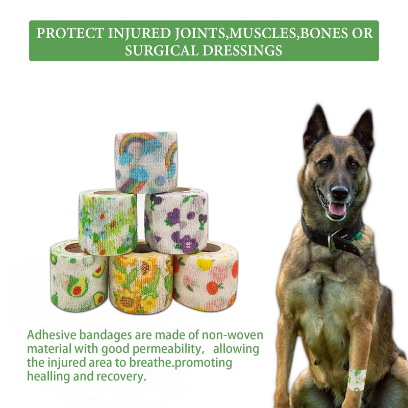 Vet Tape wrap, wrap Bandage 2 inch 12 Rolls,Cute Colorful Fruit Self Adhesive Bandage Wrap, Paw Bandages for Dog Cat Horse Pet Animals Wounds for Wrist Healing Ankle - BeesActive Australia