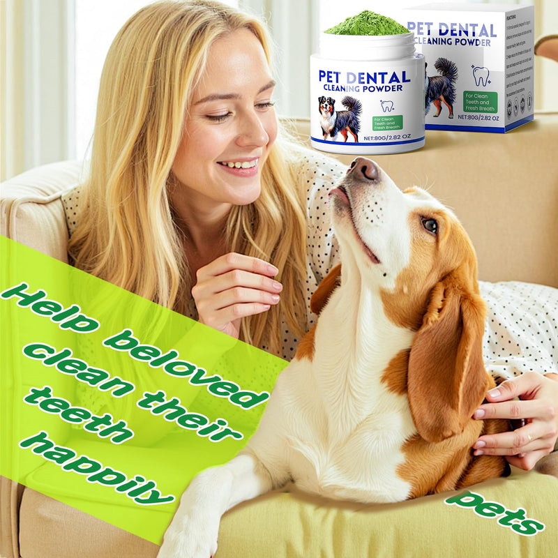 Mimo Style Dog Dental Powder, Dog Teeth Cleaning Powder, Targets Tartar & Reduces Plaque & Bad Breath - Teeth Cleaning Made Easy Eliminate - Meat-Flavored Formulated Green