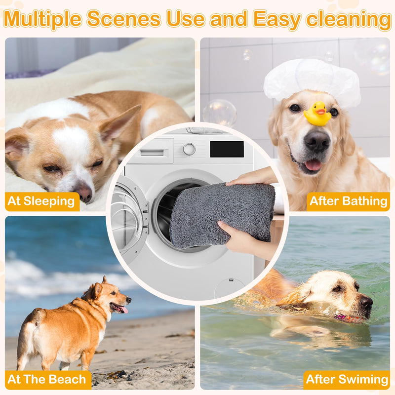 Glittme Dog Bathrobe, Super Soft Dog Robe Quick Drying Dog Towels for Drying Dogs Large, Adjustable Dog Robes for After Bath, and Dog Dryer for Dog, Puppy, M, Grey Medium - BeesActive Australia