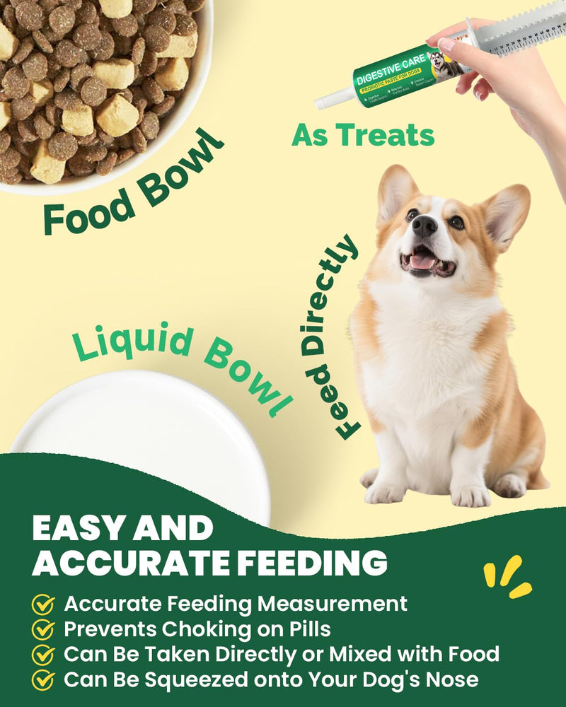 Probiotics for Dogs - Digestive Support Paste for Dogs - Digestive Care, Diarrhea, Loose Stools, Upset Stomach - Dog Gut Health Paste - Dog Probiotic with Prebiotics, Enzyme, Vitamins - Chicken Flavor