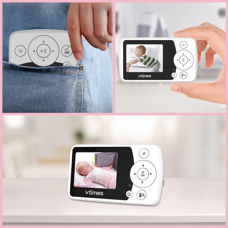 Baby Monitor with Camera and Audio, Video Baby Monitor No WiFi Night Vision, 2.4" Screen Portable Baby Camera VOX Mode Pan-Tilt-Zoom Alarm and 1000ft Range, Ideal for Baby/Elderly/Pet - BeesActive Australia
