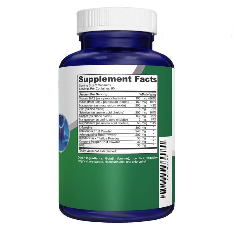 NusaPure Thyroid Support Supplement (Non-GMO) 120 caps, Ashwaganda, Iodine, Zinc, kelp, Vitamin B12, L-Tyrosine, Selenium, Copper (Pack of 2) 120 Count (Pack of 2)