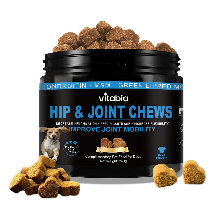 Joint Supplements for Dogs – Dog Joint Care with Glucosamine, Chondroitin, Green Lipped Mussel and Turmeric Dog for Effective Dog Pain Relief – Beef Flavour joint supplements for dogs (120 Count) 120 Count