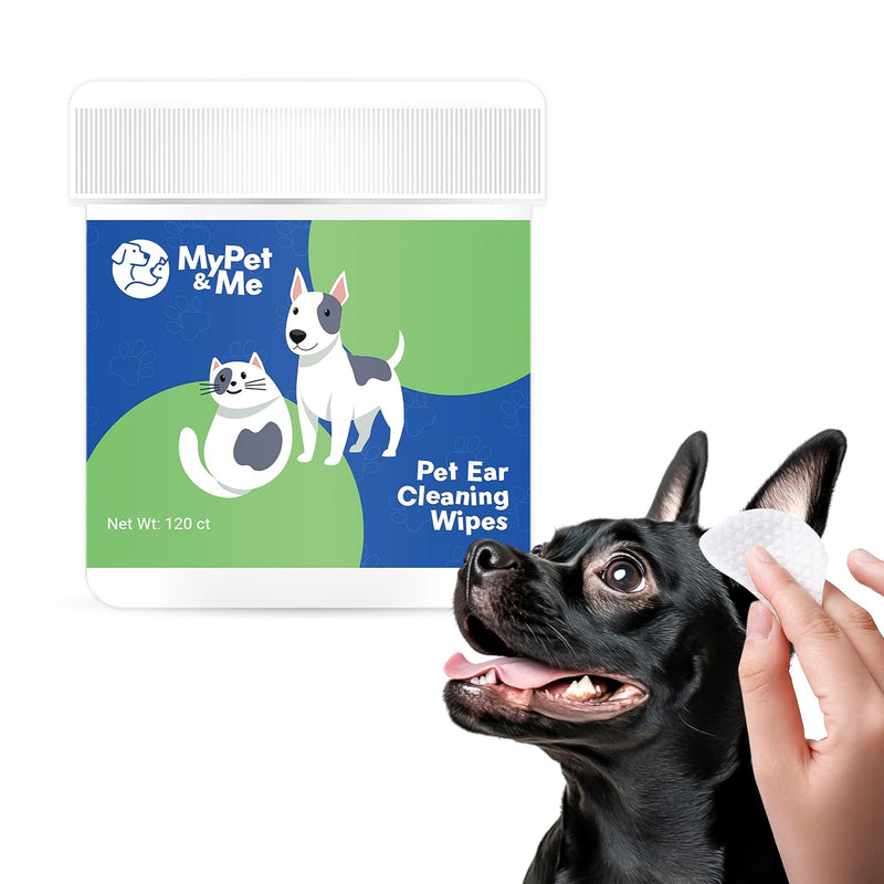 My Pet & Me Dog & Cat Ear Cleaning Wipes, 120 Ct — Remove Wax, Dirt & Odor | Alcohol-Free Honey & Oat Formula for Itchy, Sensitive Ears | Pre-Moistened Pet Ear Cleaner Pads