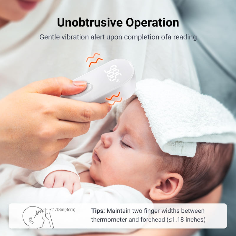 iHealth No-Touch Forehead Thermometer for Adults, Kids, Babies - 1s Fast Accurate, 3 Ultra-Sensitive Sensors, Quiet Vibration Feedback, Digital Large LED Digits, Easy to Use for Home & Nurses, PT3 White