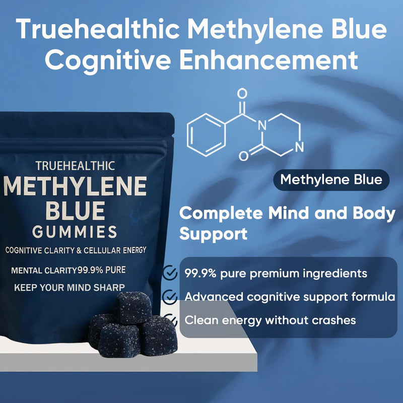 Feelific Methylene Blue Gummies, Health Aura Blue Gummies, 5mg of Methylene Blue Per Gummy for Sustained Energy, Mental Clarity, Lifted Mood, Sharper Focus, 30 Gummies 1