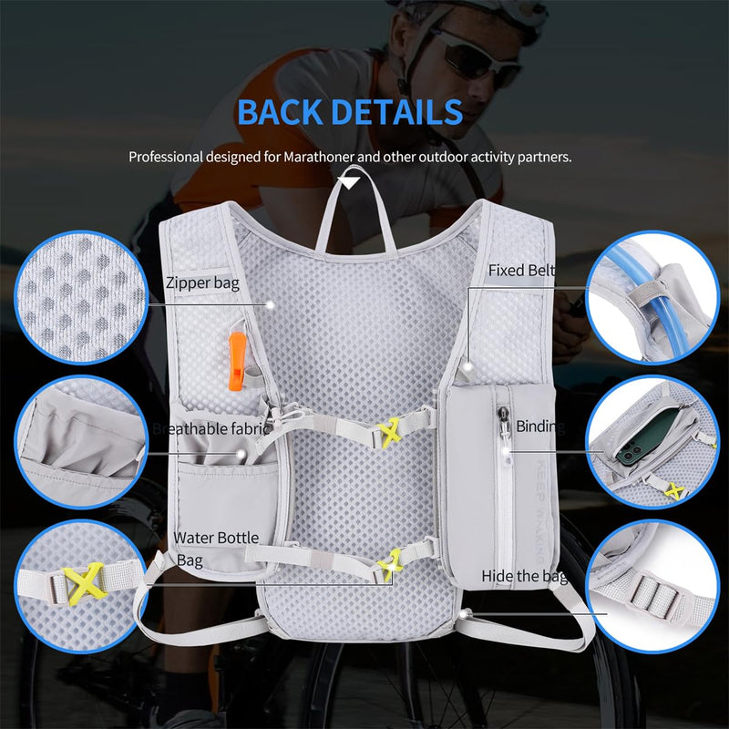 Running Hydration Vest Backpack,Lightweight Insulated Pack Daypack for Hiking Trail Running Cycling Race Marathon for Women Men black Only Backpack