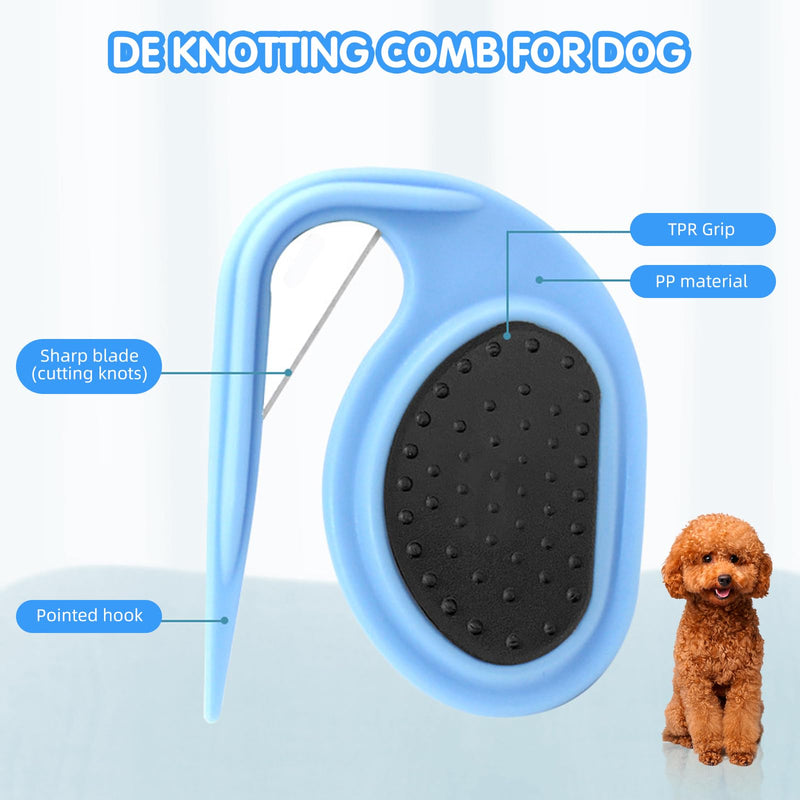 2PCS Pet Knotting Comb, 3 in 1 Knotting Comb Pet Grooming Tool, Small and Sharp, for Removing Tangled and Loosse Hair (Blue*2) Blue*2 - BeesActive Australia