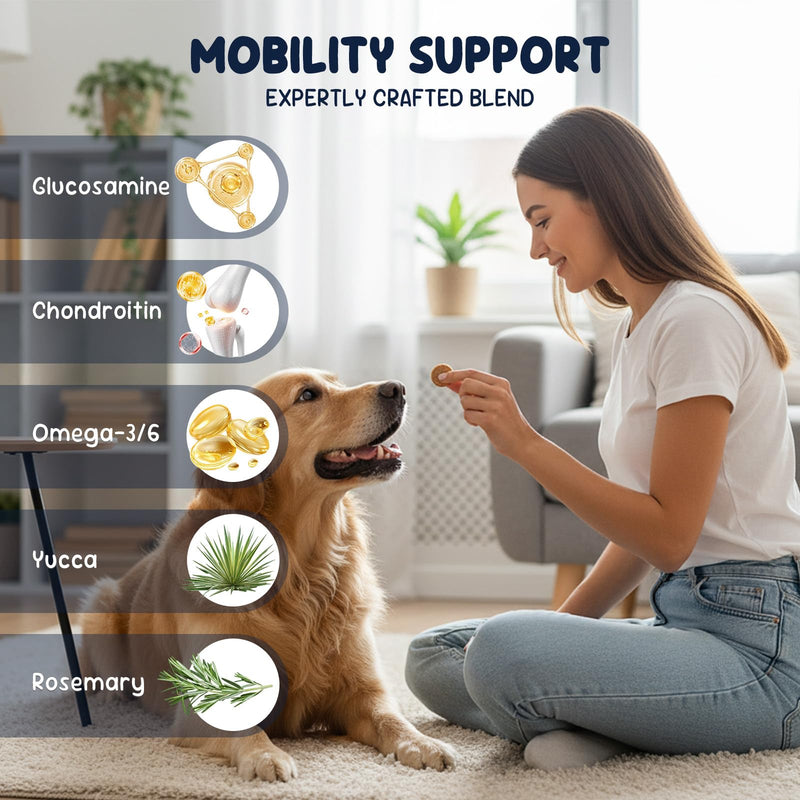 Dog Joint Support Supplement – Glucosamine, Chondroitin & MSM for Hip & Joint Function Support, Flexibility, and Daily Activity – 90 Soft Chews Chicken