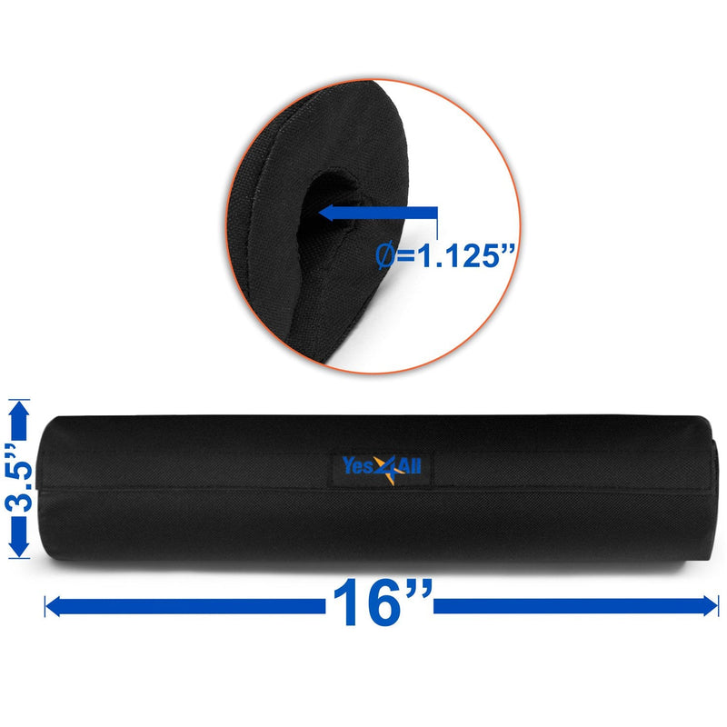 Yes4All Barbell Thick Foam Nylon Pad, Neck Shoulder Protective Pad For Lunges, Squats And Hip Thrust Fit Standard Olympic Bar Set 2 Black