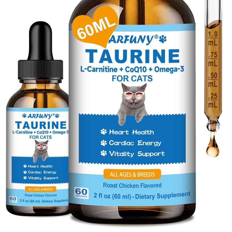 Cat Lysine Chews & Taurine Supplement for Cats - Support Immune Health, Normal Eye Function and Respiratory Health - Cat Taurine Drops with L-Carnitine, CoQ10, Omega-3, L-Ar