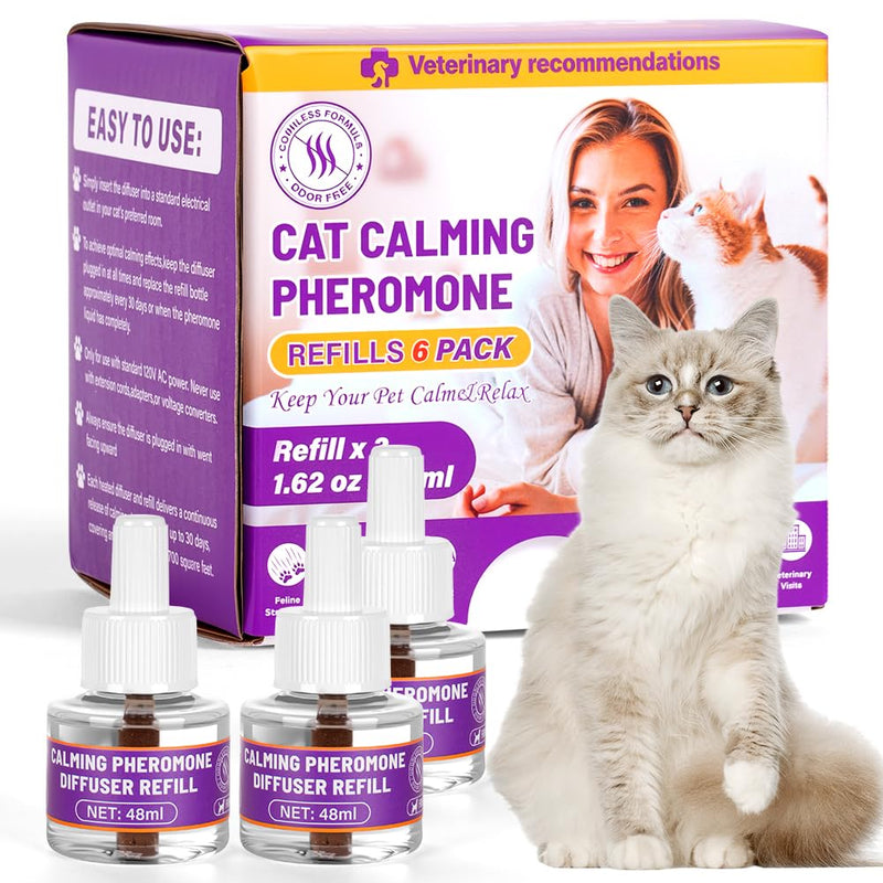 OSDUE Cat Calming Plug In Refiils, 3 Pack Pheromone Diffuser Refiils for Cats Relaxation, Anxiety Relief & Stress Relief, Calming Diffuser Refiil Kit for Cat, 90 Days 3 Refill