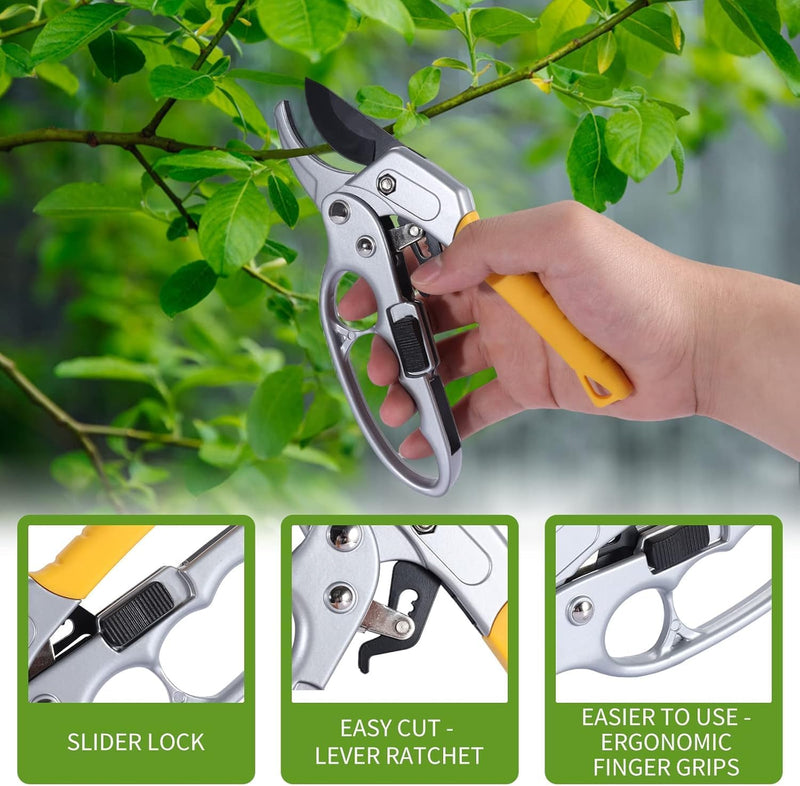 premium garden clippers, work 3 times easier, arthritis weak hand snips pruner-yellow - BeesActive Australia