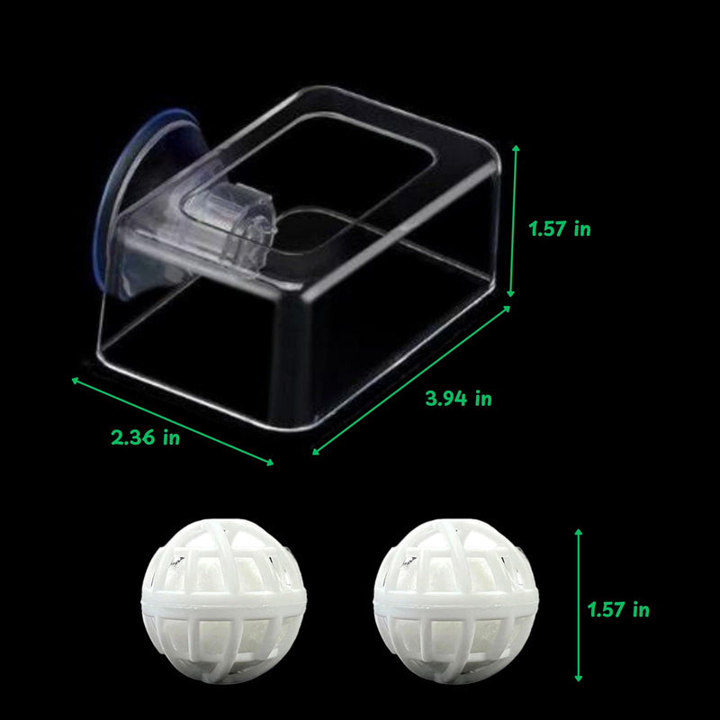 Acrylic Fish Feeding Box Ring for Turtle and Filter Balls Set, Betta Feeding Ring with Nitrifying Balls, Fish Feeding Box, Fish Food Holder, Turtle Enrichment Toys, Turtle Tank Accessories (Clear, S) Clear - BeesActive Australia