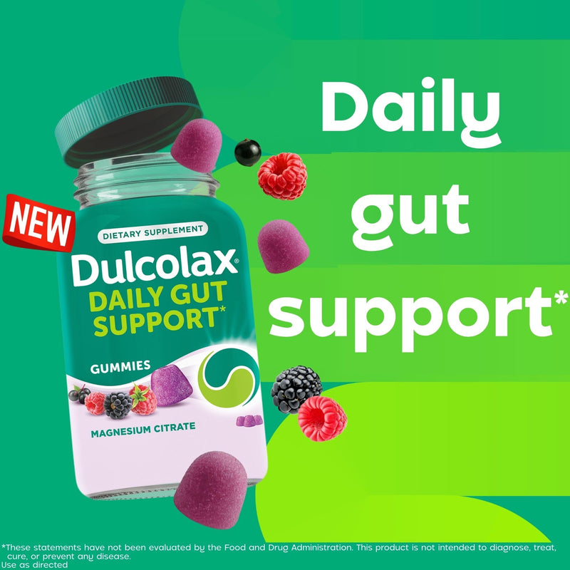 Dulcolax Daily Gut Support Gummies, Magnesium Formula, Stimulant-Free, Berry Flavor, 60 Count Mixed Berry