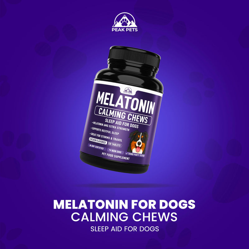 Melatonin for Dogs to Sleep (6mg Dog Sleep Aid) Dog Melatonin for Large Dogs - Help Reduce Stress from Storms, Separation & Anxiety - Puppy Calming Chews - 3rd Party Tested, 120 Chicken Flavor Tablets