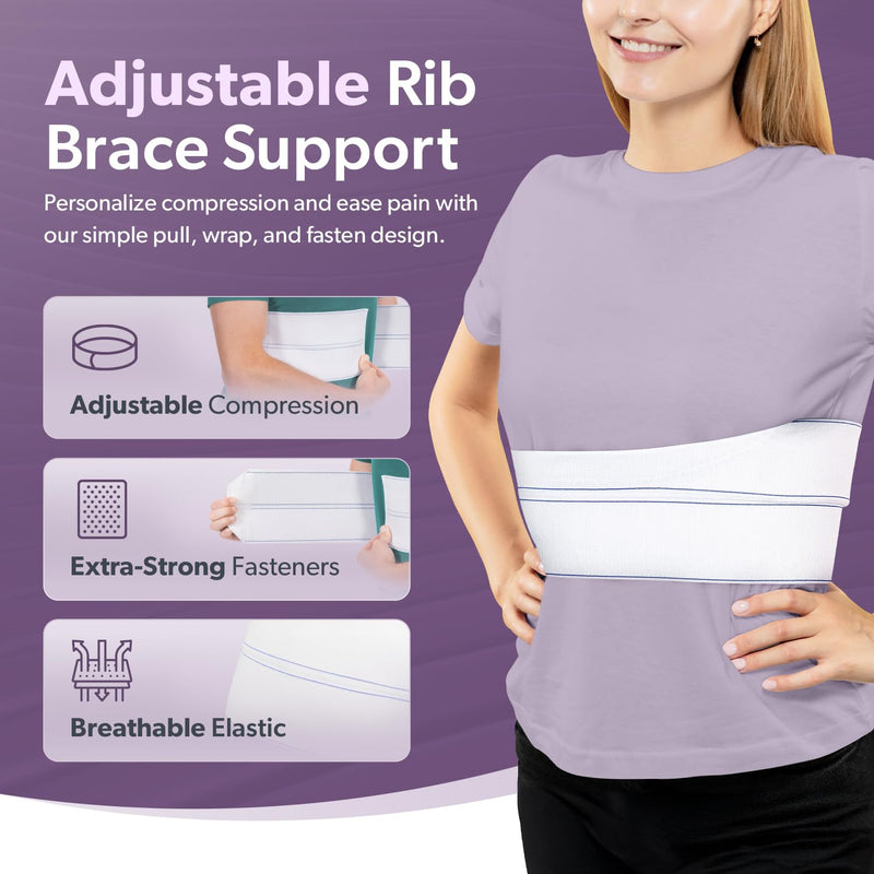 BraceAbility Broken Rib Brace for Women and Men - Rib Protector Compression Wrap, Chest Support Belt for Bruised, Fractured, Dislocated Ribs, Costochondritis Relief, Sternum Brace (Female - White) Universal Female