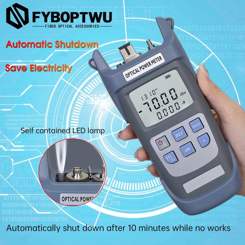 2pcs 3 in 1 Function Fiber Optic Tester Portable Optical Power Meter (FC/SC/ST) & VFL-10 Visual Fault Locator & LED Lighting, OPM & VFL Fiber Optic Tester, Range: (-70) dBm ~ (+10) dBm 2 - BeesActive Australia
