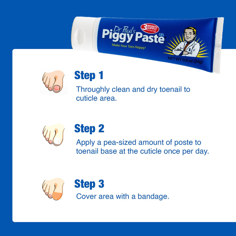 Dr. Paul's Piggy Paste Gel: Fast Acting Solution for Thick, Brittle, Yellow Nails, Restores Clear, Healthy Toenails & Fingernails, Easy, Mess Free Application Doctor Recommended Formula 0.8 Ounce (Pack of 1)
