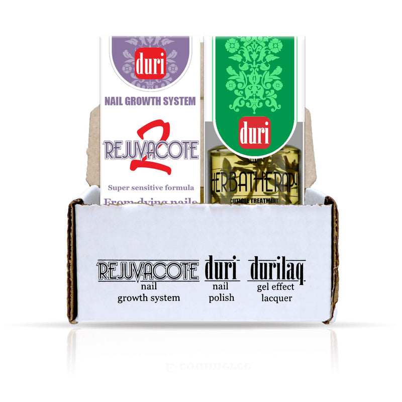 duri Rejuvacote 2 Nail Growth System Base and Top Coat, Herbatherapy Cuticle Treatment Drops - Damaged Cuticles Repair, Growth, Healthier, Stronger Nails, Strengthener (Combo Pack) Clear - BeesActive Australia