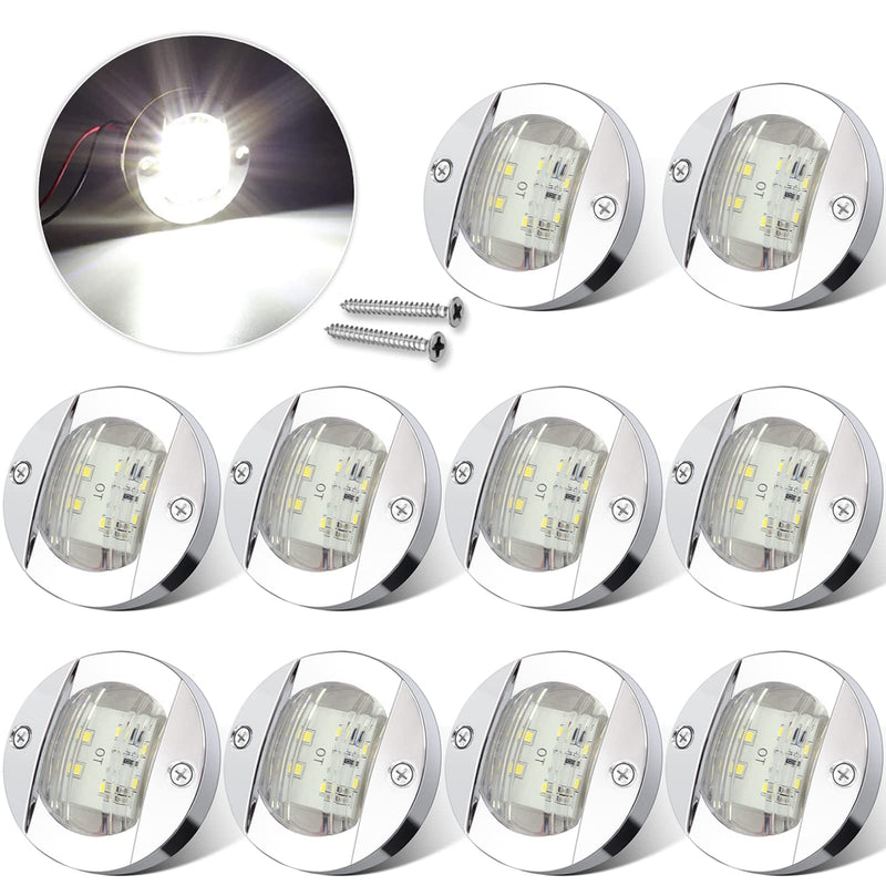 ALFU 10Pcs White DC 12V 3 Inch Round Marine Boat Interior Lights Transom Mount Led Stern Anchor Lights LED Night Fishing Lights IP67 Waterproof Deck LED Courtesy Light 10Pcs(White) - BeesActive Australia