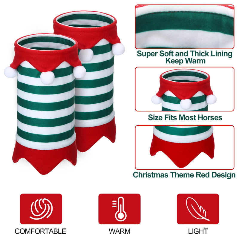 Mixweer Horse Christmas Tack Christmas Horse Leg Wraps Faux Fur Polyester Standing Wraps for Horses Leg Wraps Loose and Comfortable for Christmas Parades, Set of 4 (Stripe) - BeesActive Australia