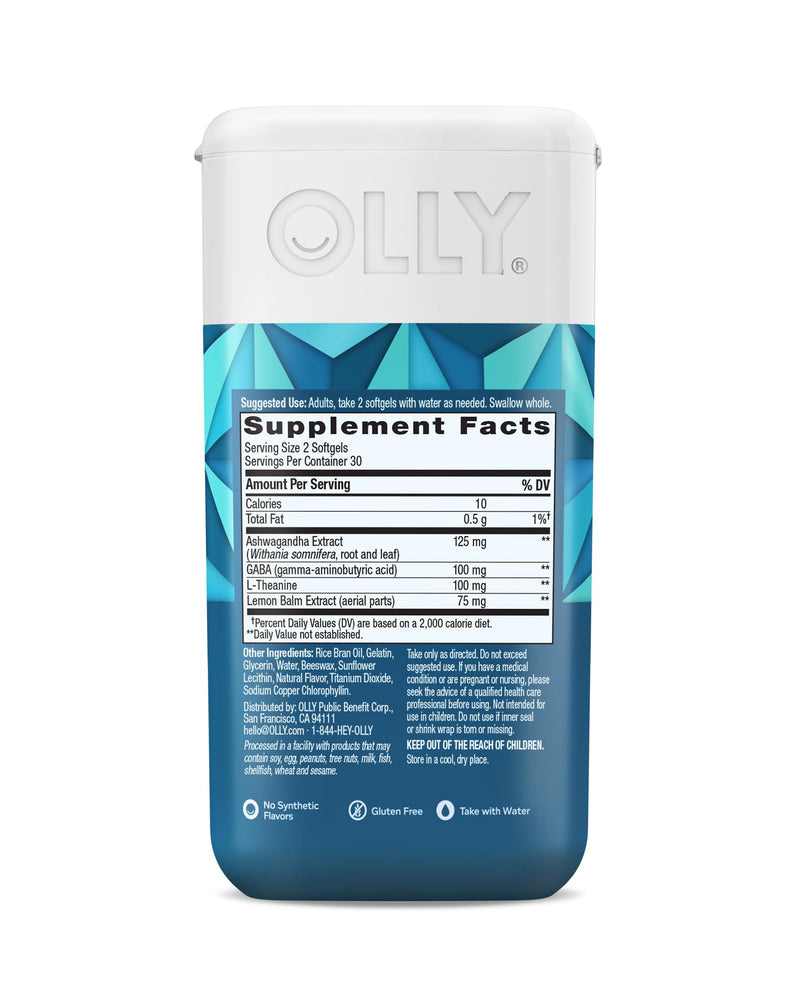 OLLY Ultra Strength Goodbye Stress Softgels, GABA, Ashwagandha, L-Theanine and Lemon Balm, Stress Relief Supplement - 60 Count (Pack of 2) 60 Count (Pack of 2)