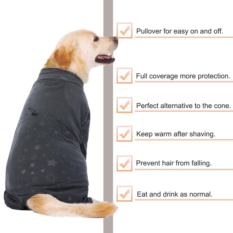 Dog Coats Autumn Winter Jumpsuit for Large Medium Dogs, Warmer Recovery Suit Polar Fleece Dog Bodysuit Lightweight Pajamas Pullover Stretchy Onesie Four-Legged Cold Weather Clothes(3XL, Grey) 3X-Large - BeesActive Australia