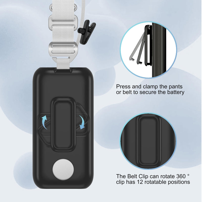 Battery Holder for Apple Vision Pro,Portable Vision Pro Battery Case with 360° Rotatable Belt Clip and Cross-Body Strap. (Black) Black - BeesActive Australia