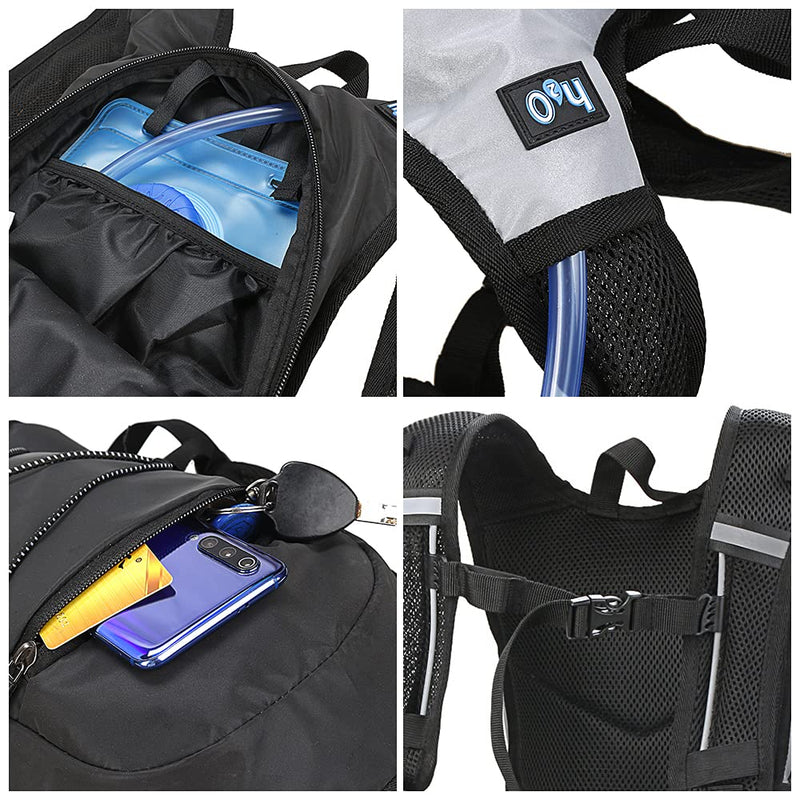 Hydration Backpack, 8L High Visibility Reflective Cycling Hydration Backpack Outdoor Sports Running Hiking Backpack Travel Daypack Shoulder Bag