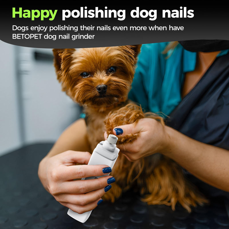 Dog Nail Grinder Quiet - 45db 4 Speed 4 Ports 12000 r/min USB Rechargeable Electric Professional Pet Dog Nail Trimmers with LED Lights for Large Medium Small Puppy Dogs/Cats - White - BeesActive Australia