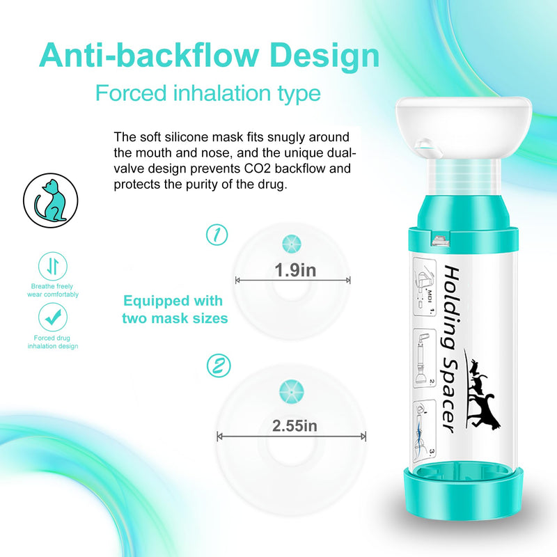 Cat Inhaler Spacer with Round Silicone Mask – Feline Aerosol Chamber for Cats with a Respiratory Condition (Includes 2 Mask Sizes)