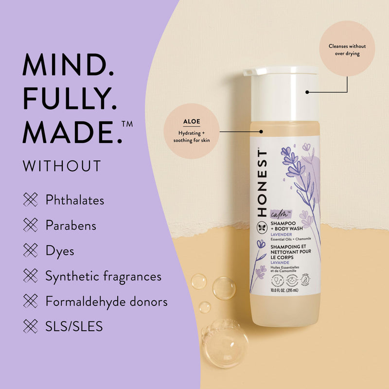 The Honest Company Babe's Mini Must Haves Gift Set | Travel Size Lavender Shampoo + Body Wash (2 fl oz), Face + Body Lotion (1 fl oz), Organic All Purpose Balm (.75 oz), Reusable Pouch - BeesActive Australia