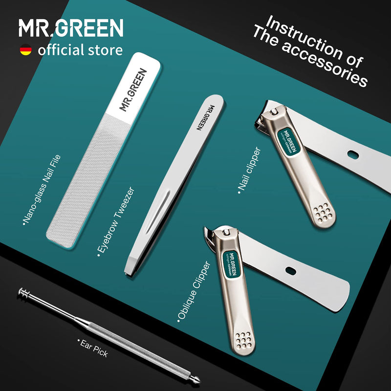 MR.GREEN Portable Manicure Sets Pedicure kits Stainless Steel Nail Clippers Tool Travel Grooming Case Nail Scissors Gift Box (Mr-6104) Mr-6104 - BeesActive Australia