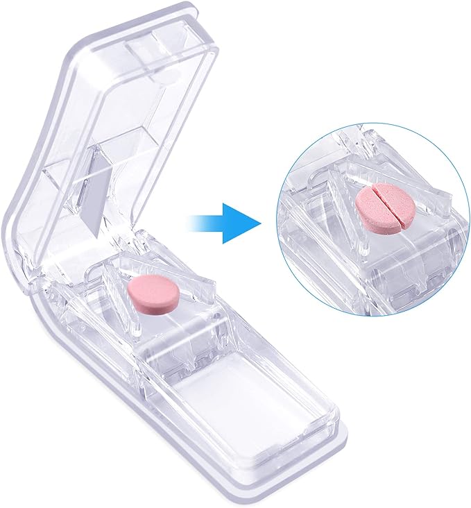 Opret Medicine Cutter, Pill Cutter, Half-Divided, Easy to Cut, Portable, Medicine Cutter, Clear - BeesActive Australia