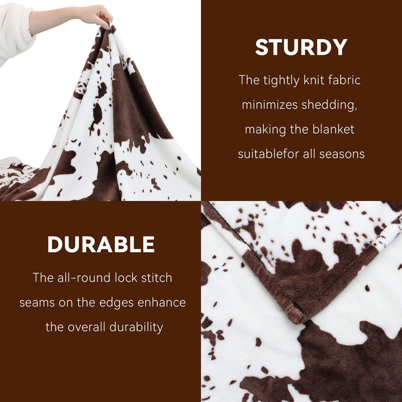 Cute Cow Print Blanket Black and White Soft Fuzzy Fleece Blanket Lightweight Cozy Throw Blanket Cowhide Gifts Decor Stuff for Girls Women Kids Boys White Cow Throw Size 50" x 60" (130 x 150 cm) - BeesActive Australia