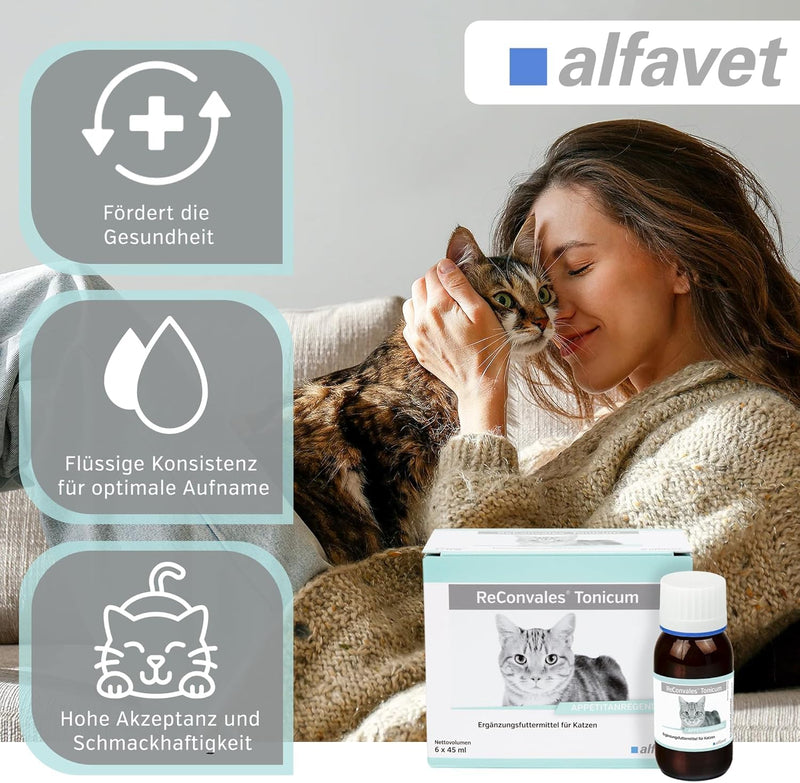 alfavet ReConvales Tonicum cat, 6 x 45ml, appetite-stimulating supplementary food for convalescence and underweight, 6 x 45ml - BeesActive Australia
