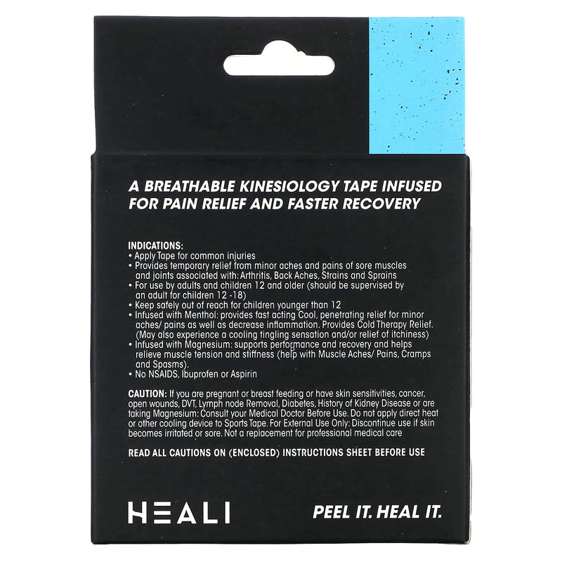 Heali Kinesiology Tape with Magnesium and Menthol, 20 Pcs Precut Strips, K Tape Roll, Knees, for Physical Therapy, Sports, Muscles and Joints, Water Resistant, White with Blue Camo 1-Pack - BeesActive Australia