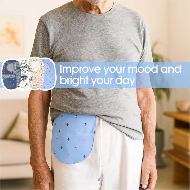 Colostomy Bag Covers - Ostomy Support Garment Pouch Set with 3" Round Opening for Ileostomy Stoma Care, Soft & Breathable Fabric, 4 Pc