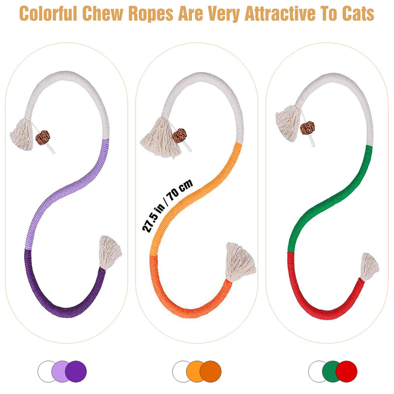 3 PCS Cat Chew Toy, Catnip Toys for Cats, 27.5in Cat Chew Toys for Teeth Cleaning, Kitten Teething Toys for Indoor Cats, Interactive Cat Toy for Indoor Cats - BeesActive Australia