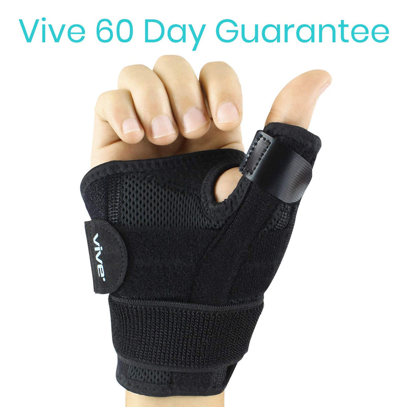 Vive Thumb & Wrist Brace for Right or Left Hand - Spica Splint Brace for Carpal Tunnel, Tendonitis, & Arthritis in Hands or Fingers - Compression Support for Women Men - Stabilizer Relief for Bowling Black Small