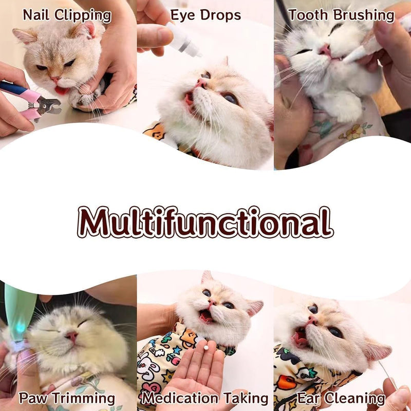 Cat Grooming Wrap, Cat Wrap, Cat Blanket Wrap, Self-Adherent, Anti-Bite, Anti-Scratch, Anti-Escape Restraint, Cat Wrap for Cutting Nails (B, 21.7 * 21.7 in（Within 11.1lbs）) B 21.7*21.7 in（Within 11.1lbs） - BeesActive Australia