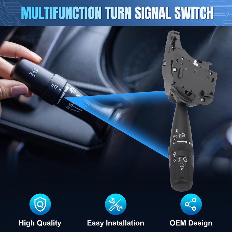 LCWRGS Turn Signal Switch Compatible with 2006-2017 Dodge Caliber Nitro Avenger, Jeep Wrangler Compass Patriot, Chrysler 200 PT Cruiser Sebring, Replaces# CBS-1703, Fog Light Control, Headlight Dimmer - BeesActive Australia
